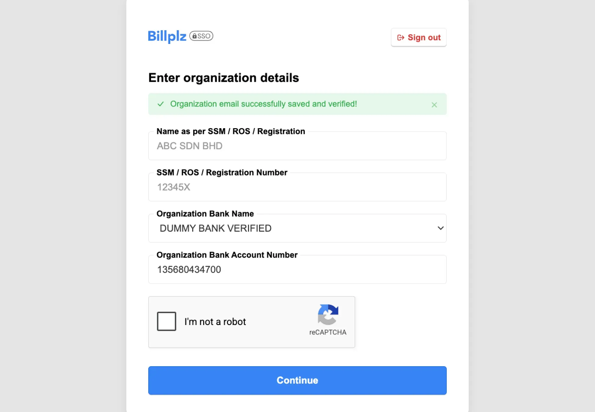 Billplz SSO - Authorization Required page showing payment methods and T&C